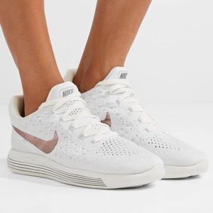 Rose Gold and White Nike LunarEpic Flyknit Size 10